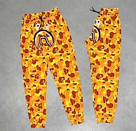 İki İplik Mevsimlik Bape Nakişli Eşofman Pantolon - Sarı