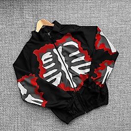 Unisex Dijital Baskılı Paraşüt Rüzgarlık - Siyah