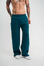 Unisex Boru Paça Baggy Eşofman Pantolon - Koyu Deniz Yeşili