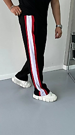 Üç İplik Şeritli Eşofman Pantolon - Siyah