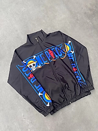 Unisex Fermuarlı Dijital Baskılı Rüzgarlik - Siyah