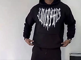 Uzun Kol Kapüşonlu Baskılı SweatShirt - Siyah
