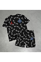 Erkek Baskılı İkili Şort Takım - Siyah