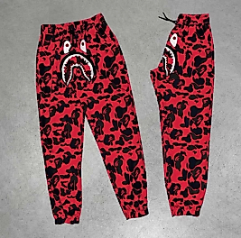 Unisex Pubg Bape x Shark Eşofman Altı - Kırmızı